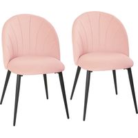 Set 2 Sedie da Pranzo Imbottite con Schienale a Conchiglia in Velluto, 52x55x79 cm, Rosa