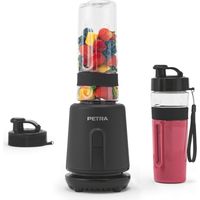 Petra PT6133MBLKVDE Frullatore personale – Frullatore elettrico compatto, 2 bottiglie (600 ml), coperchi a tenuta stagna, lama in acciaio inossidabile, funzionamento one-touch, antiscivolo, 350 W