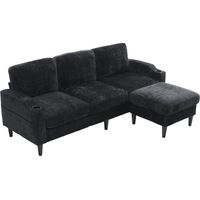 Canapé 4 places avec rangement Chenille Noir ZIPSOFA Canapé Canapé Canapé Canapé