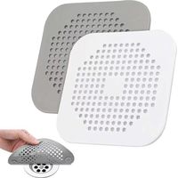 Drain Hair Catcher 2 Packs, Shower/Bathtub Drain Cover, Silicone Hair Catcher for Shower, Square Drain Stopper for Tub,Kitchen,Bathroom