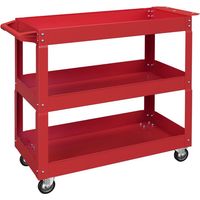Chariot à outils à 3 niveaux, 4 roues, acier, 83 cm (L) x 35,3 cm (P) x 76 cm (H), rouge