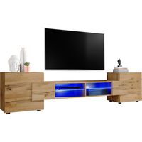 Extreme Furniture, Vitrines Murales Bridge v2, (LxHxP): 230 x 52.5 x 35, Carcasse en Wotan Mat, Côtés en Wotan Mat, LED Multicolores avec télécommande