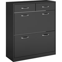 Armario Zapatero Estrecho 2 Cajones Abatibles 12 Pares 80x30x91,5 cm Noir