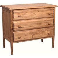 Country-style solid lime wood antiqued white finish W100xDP48xH85 cm sized tallboy . Made in Italy