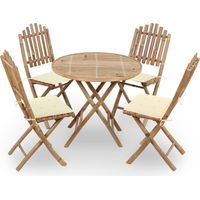 Set da pranzo da esterno pieghevole 5 pezzi con cuscini in bambù 020014704