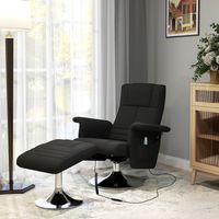 Fauteuil de massage avec repose-pieds, dossier inclinable, 78 x 95 x 88 cm, noir