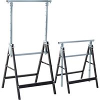 2er Set Arbeitsbock Belastbarkeit bis 200 kg klappbar Sägebock höhenverstellbar 80-130 cm Gerüstbock aus Stahl Unterstellbock Klappbock Stützbock Schwarz