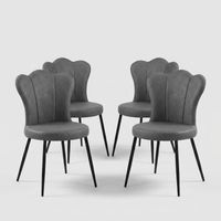 4er-Set Vintage Polsterstühle in Kunstleder für Wohnzimmer Kamala Old - Grau