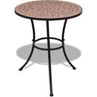 Vidaxl – Table de bistro en céramique 60 cm – Cadre en fer laqué – Mosaïque terre cuite – Pour balcon et jardin