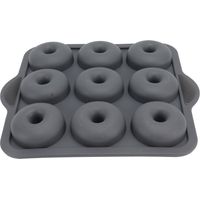 Silikon-Donutform mit 9 Mulden, antihaftbeschichtet, hitzebeständig, für Kuchen, Kekse, Bagels und Muffins, dunkelgrau.