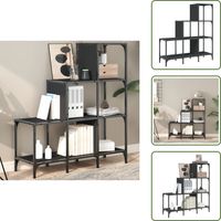 Bibliothèque noir 92x30x102 cm bois d'ingénierie et métal - Bibliothèque - Étagère - Meuble De Rangement - Bibliothèque Design - Bibliothèque Moderne