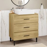 Mueble de baño de 80 cm con 3 cajones de haya y negro y patas telescópicas