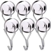 Potente gancio magnetico per frigorifero da 45 kg, 32D, argento al neodimio, girevole, per cucina, strofinaccio, tavolo, 6 pezzi