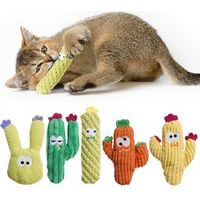 Cactus Cat Toys for Indoor Cats, 100% Pure Organic Catnip-Filled Toys Without Cotton, Interactive Kitten Toy for Anxiety Relief, Soft Cute Teething &Chew Toys, 5 Pack-Crezuo