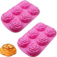 Silikonformen in rosa Blütenform, 2 Stück 3D-Silikonform, Silikonformen in Blütenform für Seife, Silikonformen in Blütenform zur Herstellung von Keksen, Pudding, Schokoladengelee (Rosa)