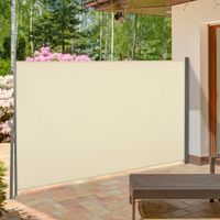 Parasol latéral rétractable 300x160cm écran déroulant paravent d'intimité et protection solaire pour balcon terrasse crème