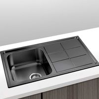 Fregadero Negro Acero Inox 1 Seno y Escurridor 86x50 - Madrid Gresinex