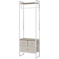 Portant vêtements avec 3 tiroirs en tissu et étagère de rangement 58,5x30x178 cm Naturel