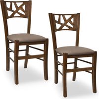 Sedie sala pranzo Sissy in legno noce scuro seduta imbottita tortora set da 2