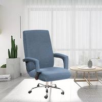 Bürostuhlbezug mit Armlehnen aus rutschfestem Lycra-Jacquard, weich und dehnbar, maschinenwaschbar, Polyester, (Größe L, Staubblau)