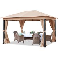 Gartenpavillon 3x4m ALU PREMIUM ca. 220g/m² Dachplane wasserdicht Pavillon - 4 Seitenteile Gartenzelt taupe ca. 9x9 cm Profil