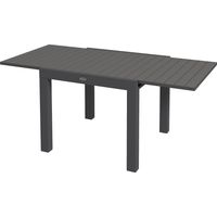 Table de jardin extensible 4-6 personnes aluminium à lattes gris 81/162x80x75 cm