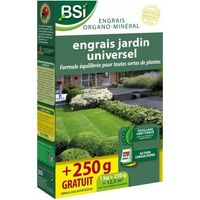 Engrais Bio universel - BSI - Végétaux multiples - Gazon, potager, fleurs - Action longue durée - 1Kg + 250g gratuit - 12,5 m