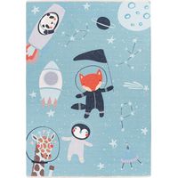 Tapis enfant spaceblau motifs espace doux antidérapant - bleu ciel étoilé spatial