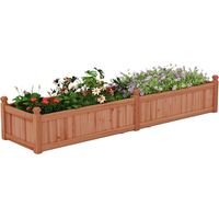 Wood raised garden bed with dividers drainage 227x595x40 cm