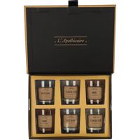 Coffret 6 bougies apothicaire parfums musc blanc, ambre et fleur de coton