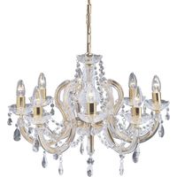 Searchlight Marie Therese - 8 Light Crystal Chandelier aus poliertem Messing, E14