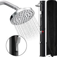 VINGO Doccia solare con doccia a pedale Doccia estiva Doccia per piscina Doccia per giardino Doccia a mano 60L con parapioggia e doccetta, nero