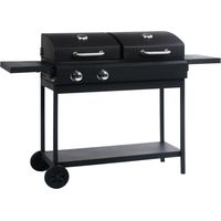 Gas- und Holzkohle-Grill mit 2 Brennern vidaXL