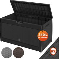 CASARIA® Baúl de almacenaje 310L 119x48x60cm Arcón Exterior Caja Almacenamiento Jardín Cojines Terraza Aspecto ratán - Antracita