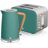 SWAN STP2090GRENEU Nordic Set Desayuno, Hervidor Agua 1,7 L, Tostadora Ranura Ancha 2 rebanadas, Diseño Verde