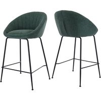Set di 2 Sgabelli da Bar in Tessuto Sgabelli Alti Cucina con Schienal per Cucina Bancone, Verde