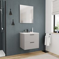 Ceramia Set completo da 60 cm: lavabo bianco opaco + mobiletto grigio perla certificato FSC (CERAMIA-4LG60-V)