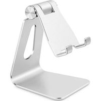 Pair Support de téléphone portable pliable en alliage d'aluminium, support de téléphone réglable en métal, support de téléphone de bureau, support de smartphone, argent