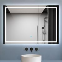 1100x700mm Large Bathroom Mirrors with LED Lights Illuminated Backlit Wall Mount Light Up Mirror Dimmable Switch Horizontal/Vertical Heated Pad Demister