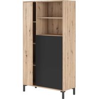 Vetrina per soggiorno 77x141x33 cm con 2 ante rovere nodi e grigio antracite - Firenze