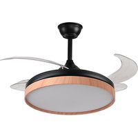 Ventilatore dc cosmosmini nero/faggio, 4 pale retrattili, 48w led 300040006000k, h.35xd.91/40cm