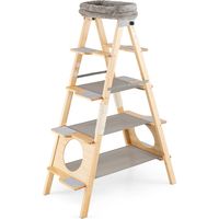 Tiragraffi pieghevole a 5 livelli 104 x 53,5 x 151 cm con cuscino rimovibile design moderno in legno grigio 200018327