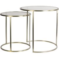 Light & Living DUARTE Beistelltische Glas Braun und Lichtgold –