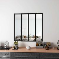 Aica Sanitaire – Cloison verrière coulissante en aluminium noir – L123xH108cm – 4 panneaux en verre trempé 4mm – Séparation élégante cuisine salon