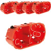 Lot de 5 boîtes d'encastrement placo double entraxe 71mm - Rouge - Zenitech
