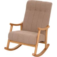 Fauteuil à bascule HWC-K10, fauteuil relax, bois MVG tissu/textile bouclé (450g/m²) taupe, piètement naturel