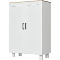 Meuble auxiliaire moderne 2 portes étagère réglable base surélevée salon cuisine 60x30x90 cm blanc
