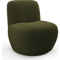 Fauteuil de salon pivotant en tissu bouclette kaki