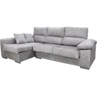 Sofá Chaiselongue a la izquierda Jaime tapizado gris claro, 263cm(ancho) 145cm(fondo) 98cm(altura).