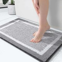 Tapis de bain 24 x 16 pouces, en microfibre ultra-douce et absorbante, antidérapant, lavable en machine, séchage rapide, convient aux sols de salle de bain, baignoires et douches (gris).